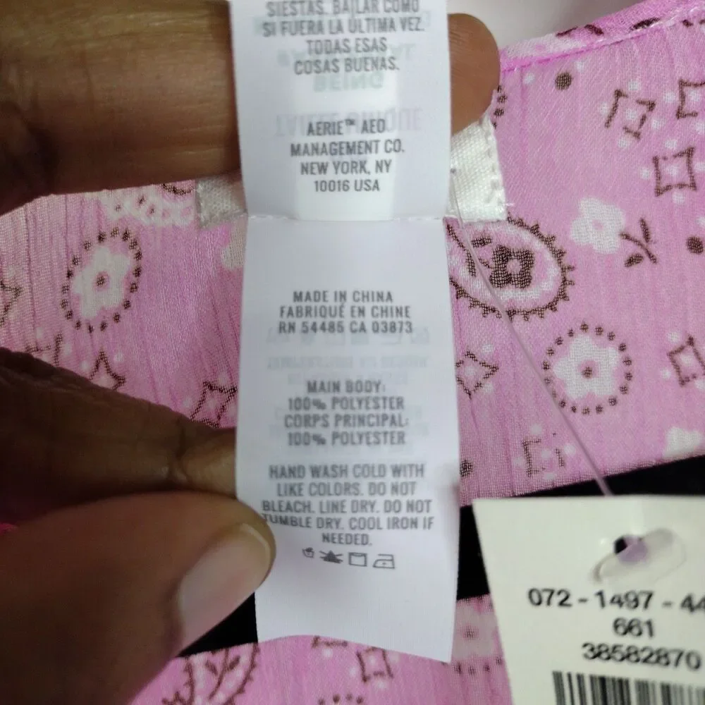 NEW Aerie Bandana Paisley Print Chiffon Cape Coverup Women Size OS One Size Pink - Picture 6 of 6